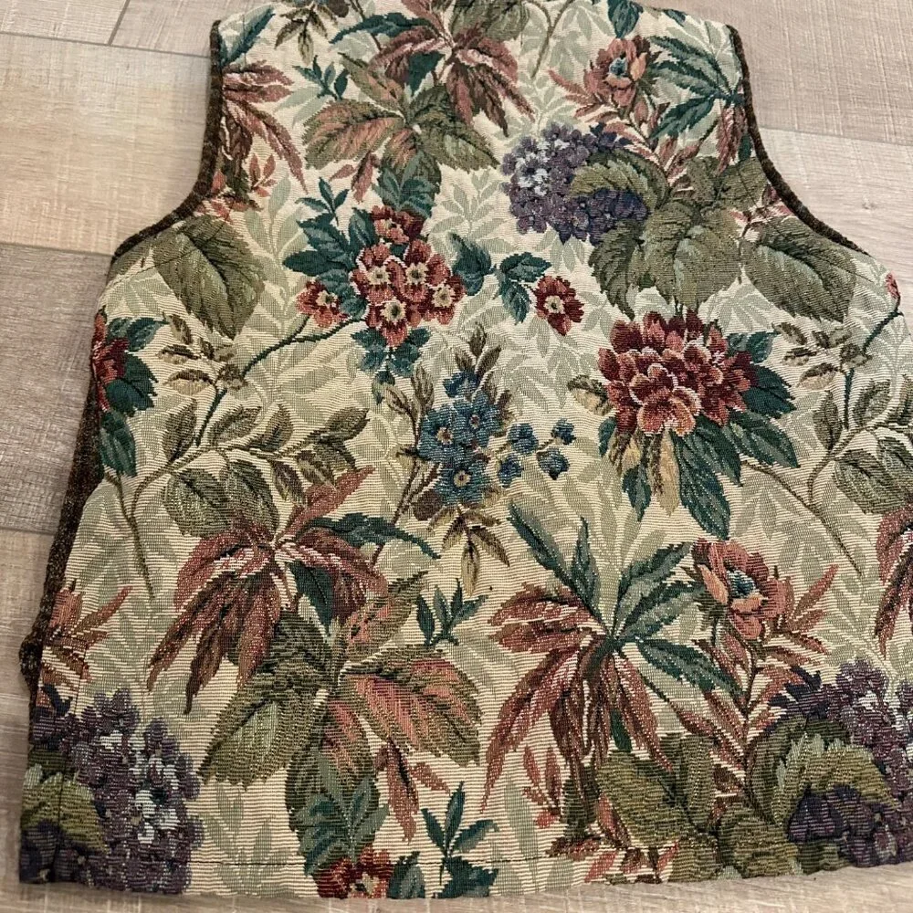 DB2 WOMENS VINTAGE TAPESTRY VEST SMALL TAN 90'S BOHO